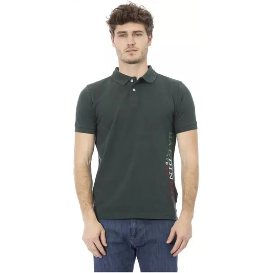 Baldinini Trend Green Cotton Men Polo Baldinini Trend Dark Slate Gray