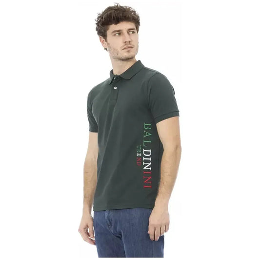 Baldinini Trend Green Cotton Men Polo Baldinini Trend Dark Slate Gray