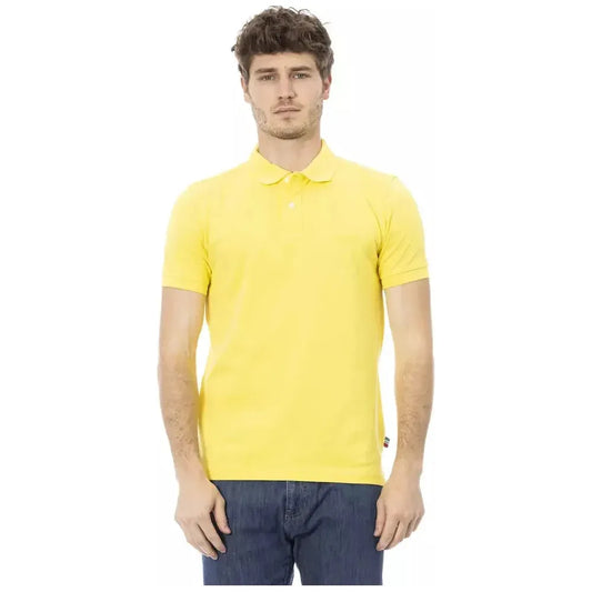 Baldinini Trend Yellow Cotton Men Polo Shirt Baldinini Trend Light Goldenrod