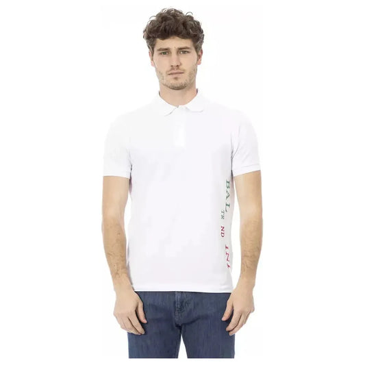 Baldinini Trend White Cotton Men Polo Shirt Baldinini Trend Dark Slate Gray