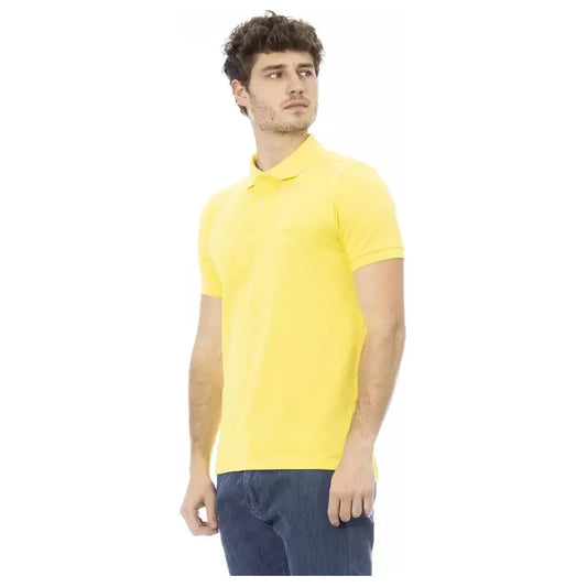 Baldinini Trend Yellow Cotton Men Polo Shirt Baldinini Trend Light Goldenrod