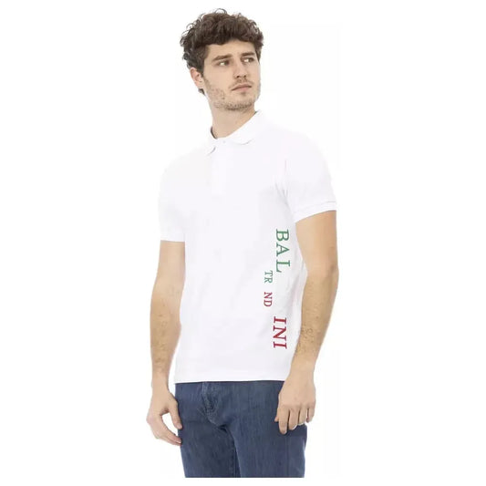 Baldinini Trend White Cotton Men Polo Shirt Baldinini Trend Dark Slate Gray