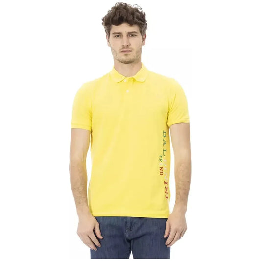 Baldinini Trend Yellow Cotton Men Polo Shirt Baldinini Trend Light Goldenrod