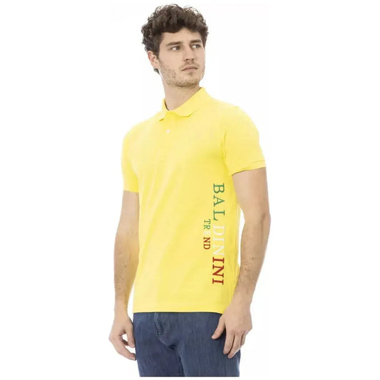 Baldinini Trend Yellow Cotton Men Polo Shirt Baldinini Trend Light Goldenrod