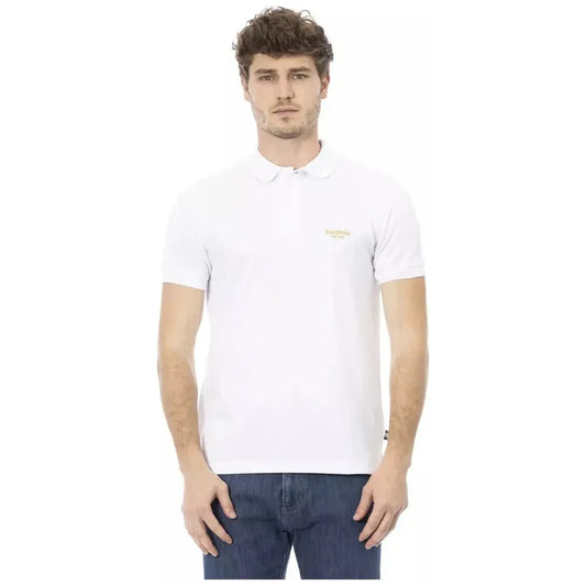 Baldinini Trend White Cotton Men Polo Shirt Baldinini Trend Dark Slate Gray