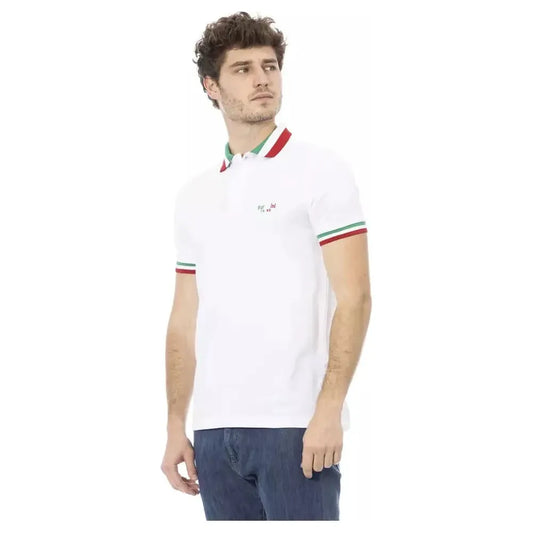 Baldinini Trend White Cotton Men Polo Baldinini Trend Dark Slate Gray