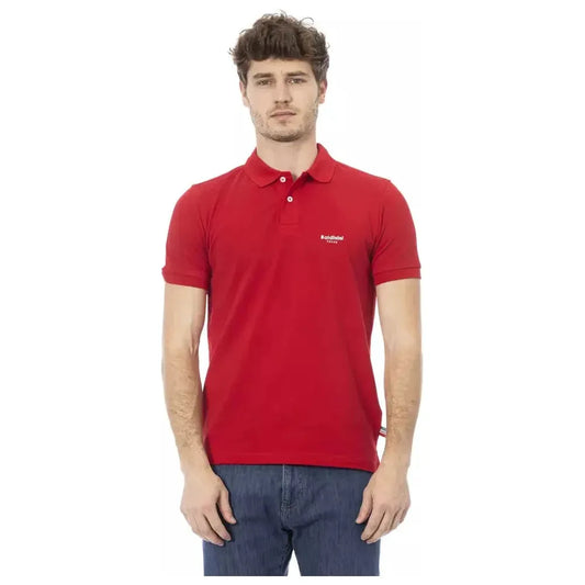 Baldinini Trend Red Cotton Men Polo Baldinini Trend Firebrick