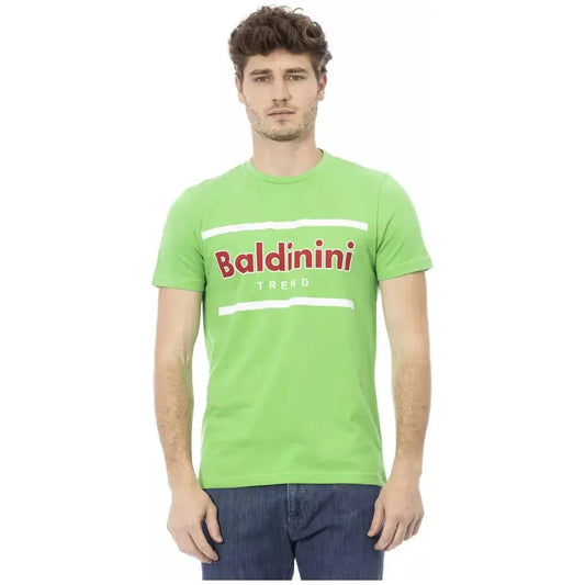 Baldinini Trend Green Cotton Men T-Shirt Baldinini Trend Tan