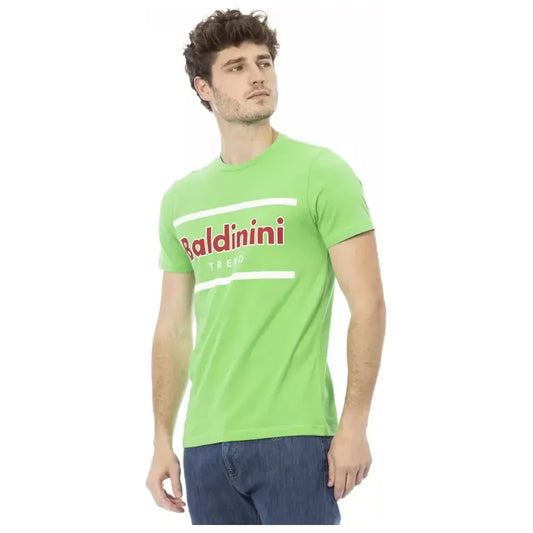 Baldinini Trend Green Cotton Men T-Shirt Baldinini Trend Tan