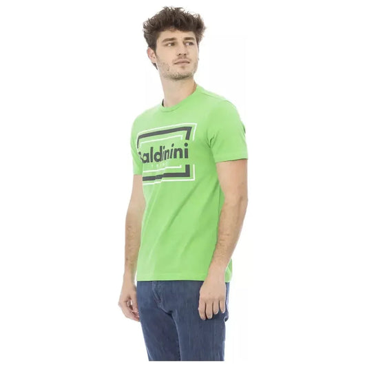 Baldinini Trend Green Cotton Men T-Shirt Baldinini Trend Tan