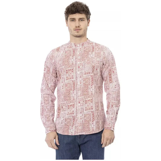 Baldinini Trend Red Cotton Men Shirt Baldinini Trend Thistle