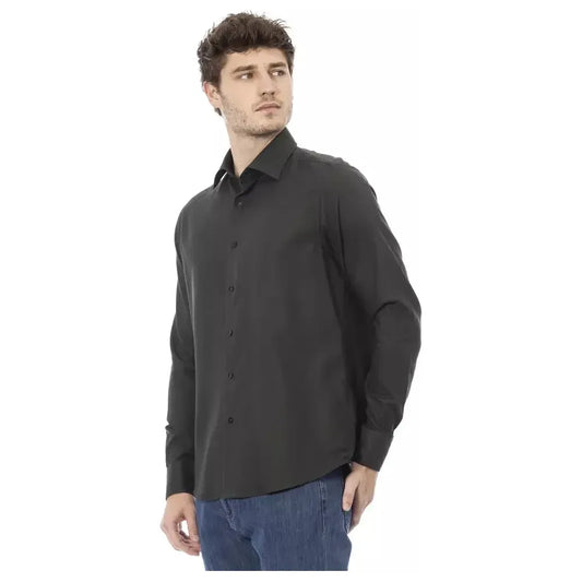 Baldinini Trend Green Cotton Men Shirt Baldinini Trend Dark Slate Gray
