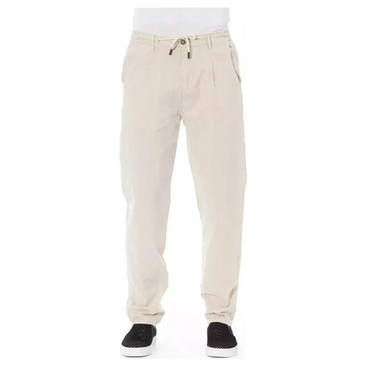 Baldinini Trend Beige Cotton Men Chino Pant Baldinini Trend Light Gray