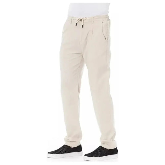 Baldinini Trend Beige Cotton Men Chino Pant Baldinini Trend Light Gray