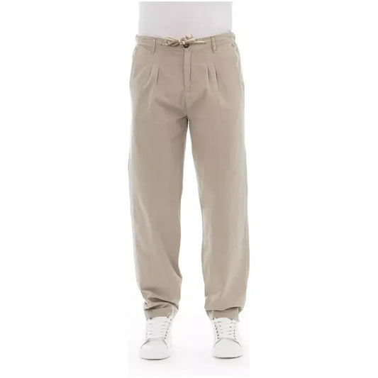 Baldinini Trend Beige Cotton Men Chino Pants Baldinini Trend Dark Gray
