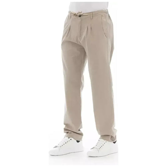 Baldinini Trend Beige Cotton Men Chino Pants Baldinini Trend Dark Gray