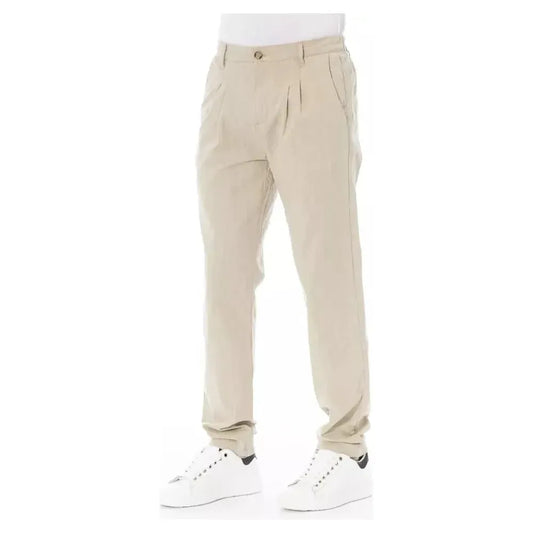 Baldinini Trend Beige Cotton Men Chino Pants Baldinini Trend Light Gray