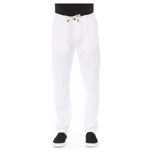 Baldinini Trend White Cotton Men Chino Trousers Baldinini Trend White Smoke
