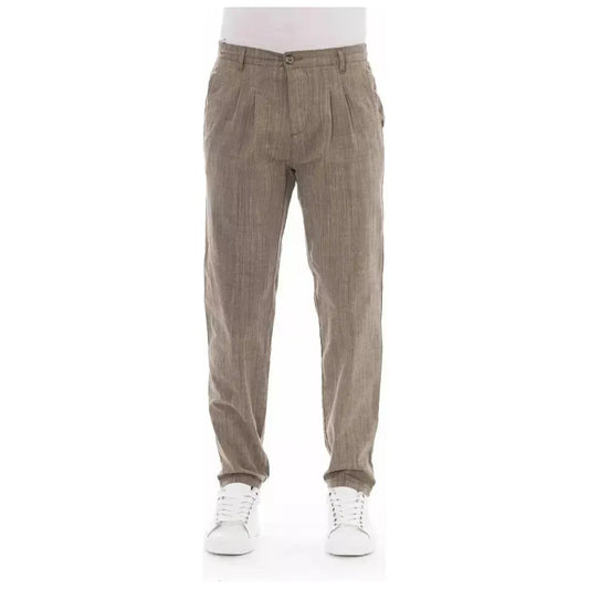Baldinini Trend Beige Cotton Men Chino Trouser Baldinini Trend Dim Gray