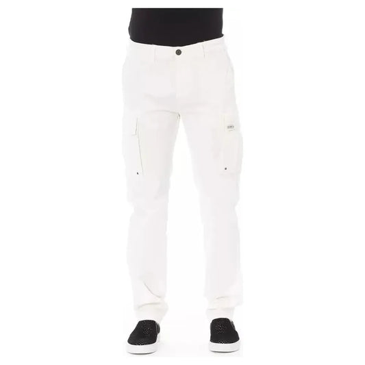 Baldinini Trend White Cotton Men Cargo Trouser Baldinini Trend White Smoke