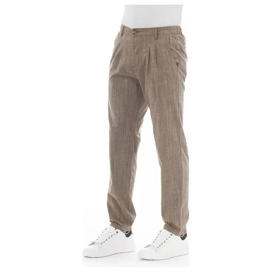 Baldinini Trend Beige Cotton Men Chino Trouser Baldinini Trend Slate Gray