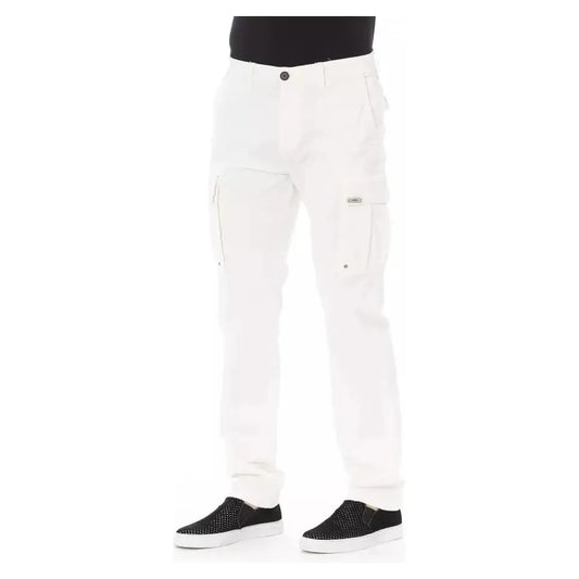 Baldinini Trend White Cotton Men Cargo Trouser Baldinini Trend White Smoke