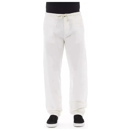 Baldinini Trend White Cotton Men Chino Pant Baldinini Trend Lavender
