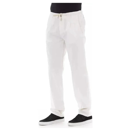 Baldinini Trend White Cotton Men Chino Pant Baldinini Trend Lavender