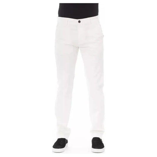 Baldinini Trend White Cotton Men Chino Pants Baldinini Trend White Smoke