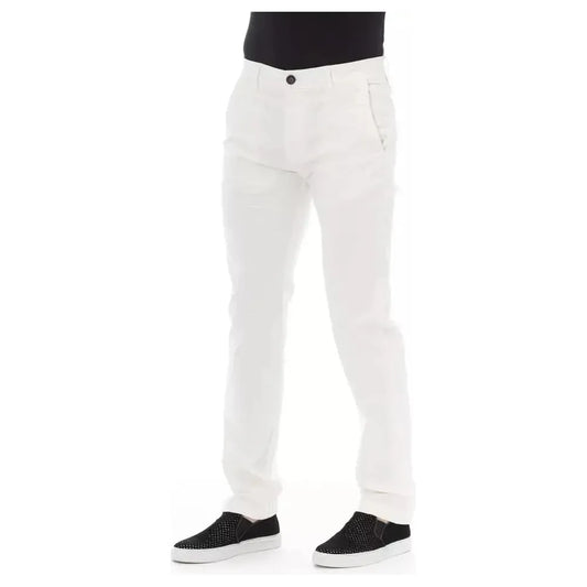 Baldinini Trend White Cotton Men Chino Pants Baldinini Trend Lavender