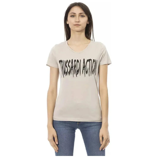 Trussardi Action Beige Cotton Women T-Shirt Trussardi Action Gray