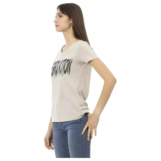 Trussardi Action Beige Cotton Women T-Shirt Trussardi Action Gray