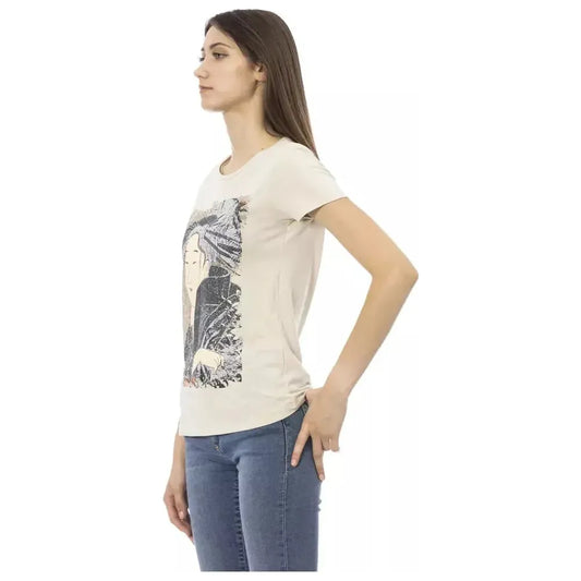 Trussardi Action Beige Cotton Women T-Shirt Trussardi Action Light Gray