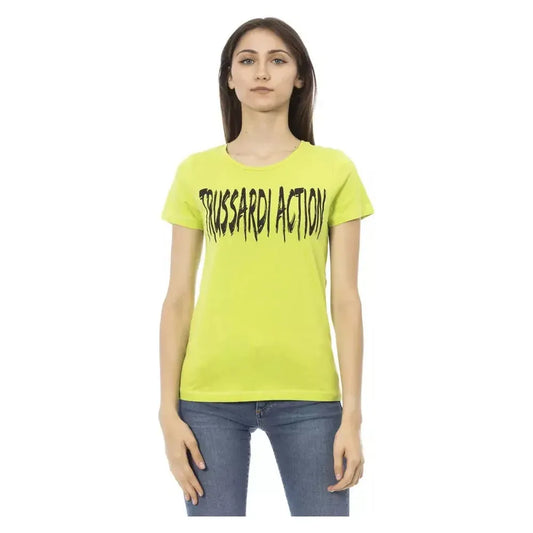Trussardi Action Green Cotton Women T-Shirt Trussardi Action Light Goldenrod