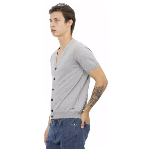 Baldinini Trend Gray Cotton Men Sweater Baldinini Trend Gray