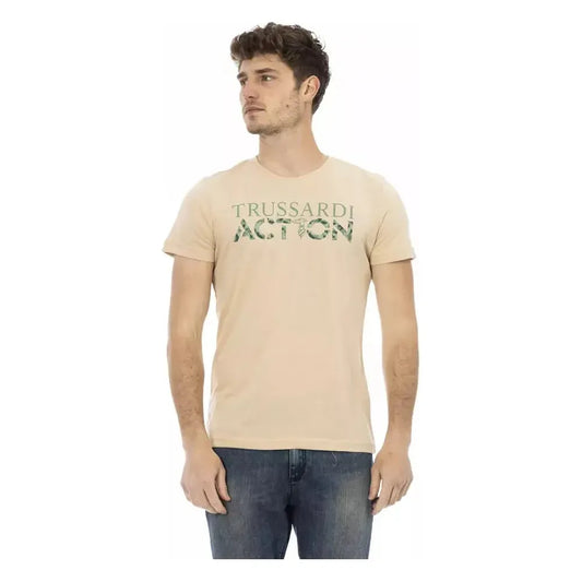 Trussardi Action Beige Cotton Men T-Shirt Trussardi Action Wheat