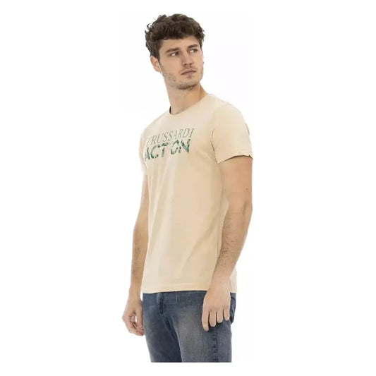 Trussardi Action Beige Cotton Men T-Shirt Trussardi Action Gray