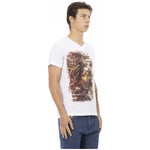 Trussardi Action Elegant V-Neck Tee with Chic Front Print