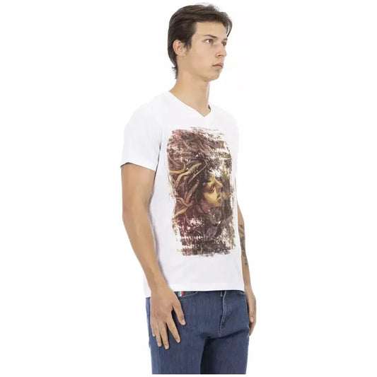 Trussardi Action White Cotton Men T-Shirt Trussardi Action Light Gray