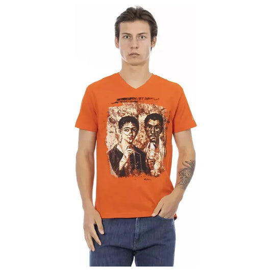 Trussardi Action Orange Cotton Men T-Shirt Trussardi Action Chocolate