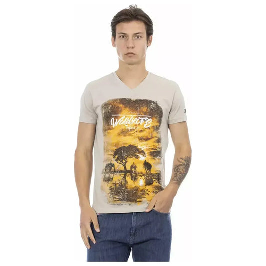 Trussardi Action Beige Cotton Men T-Shirt Trussardi Action Rosy Brown