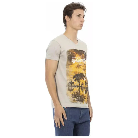 Trussardi Action Beige Cotton Men T-Shirt Trussardi Action Tan