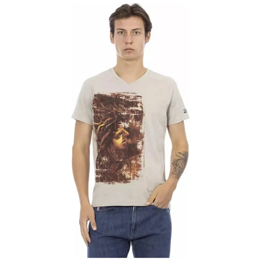 Trussardi Action Beige Cotton Men T-Shirt Trussardi Action Gray