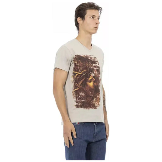 Trussardi Action Beige Cotton Men T-Shirt Trussardi Action Tan