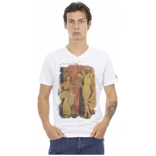 Trussardi Action White Cotton Men's T-Shirt Trussardi Action Rosy Brown