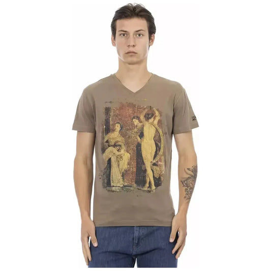 Trussardi Action Brown Cotton Men T-Shirt Trussardi Action Rosy Brown
