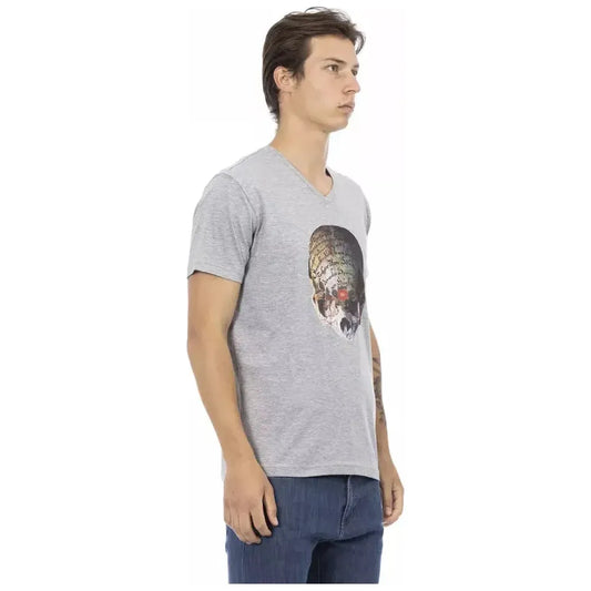 Trussardi Action Gray Cotton Men T-Shirt Trussardi Action Gray