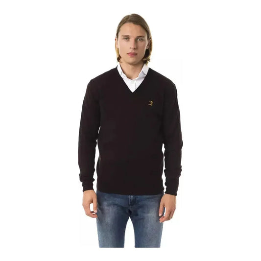 Uominitaliani Brown Merino Wool Men Sweater Uominitaliani Dark Slate Gray