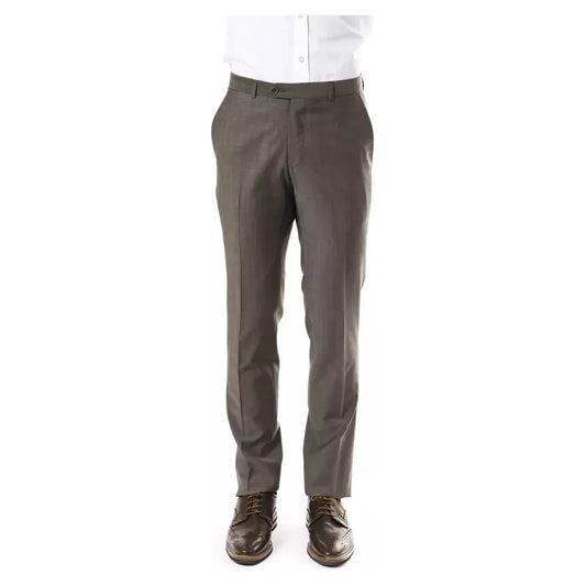 Uominitaliani Gray Wool Mens Pants Uominitaliani Dim Gray