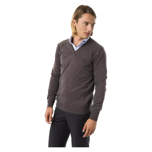 Uominitaliani Gray Merino Wool Men Sweater Uominitaliani Dark Slate Gray